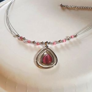 Pretty Lia Sophia pink and silver necklace